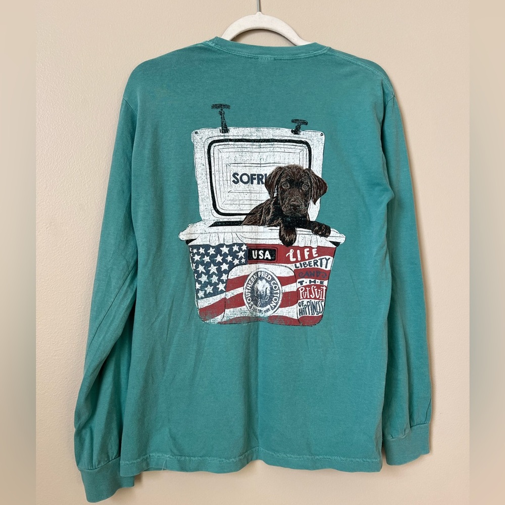 Comfort Colors Brown Lab SoFri Long Sleeve Tshirt Turquoise
